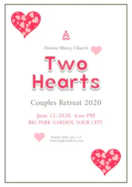 Online Editable Two Hearts Couples Retreat Flyer Marketing Materials
