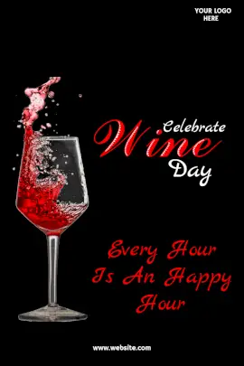 Online Editable Wine Day Celebration Pinterest Graphic