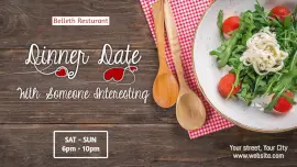 Online Editable Dinner Date with Heart Text YouTube Thumbnail