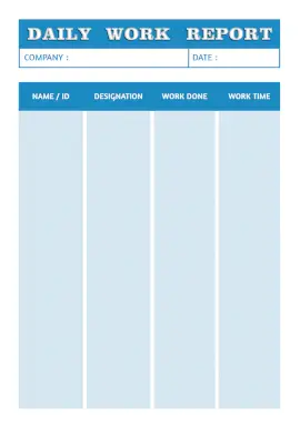Online Editable Blue Employee Work Daily Report