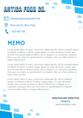 Online Editable Blue and White Artica Food Memo Documents