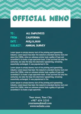 Online Editable Cyan 3D Blocks Text Official Memo