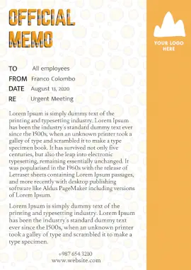 Online Editable Soft Orange Rounded Seamless Pattern Employees Memo Document
