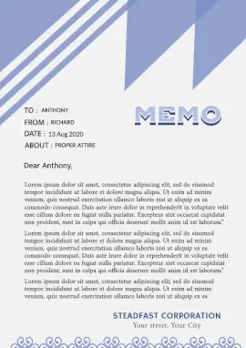 Online Editable Blue and White Geometric Memo Documents