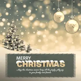 Online Editable Golden Merry Christmas Greeting Social Media Post