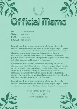 Online Editable Green Leaves Official Memo Documents