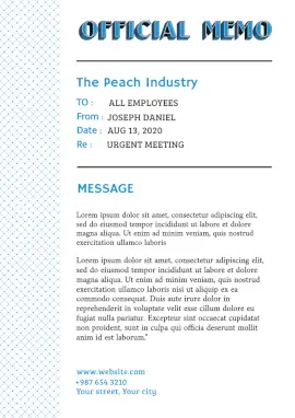 Online Editable White and Blue Dotted-Pattern Official Memo Documents