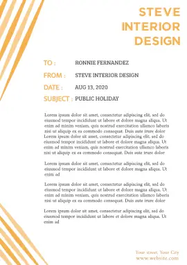 Online Editable Soft Orange Public Holiday Memo Document