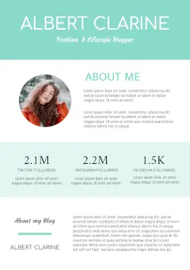 Online Editable Cyan Albert Clarine Fashion Blog Media Kit