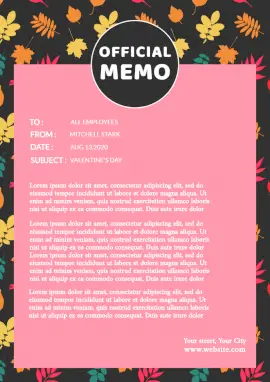 Online Editable Colorful Leaves Pattern Official Memo Documents