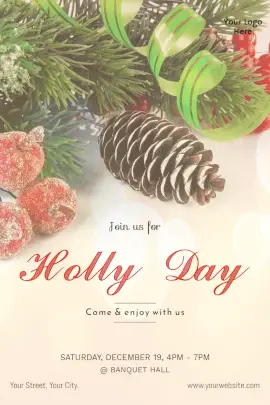 Online Editable Holly Day Celebration Pinterest Graphic