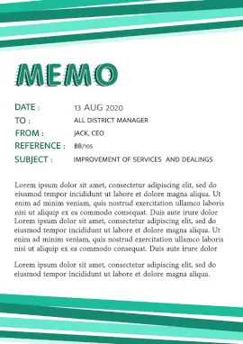 Online Editable Green and Dark Cyan Stripes CEO Official Memo Document
