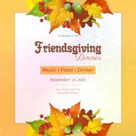 Online Editable Friendsgiving Dinner Party Social Media Post