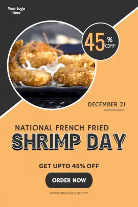 Online Editable National French Fried Shrimp Day December 21 Pinterest Graphic