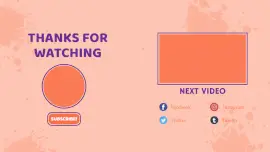 Online Editable Soft Red Watercolor Hues YouTube End Screen