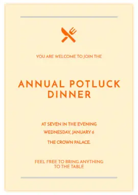 Online Editable Annual Potluck Dinner Potrait Invitation