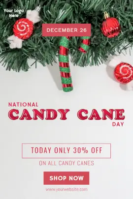 Online Editable National Candy Cane Day December 26 Pinterest Graphics