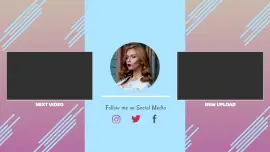 Online Editable Pink and Blue YouTube End Screen