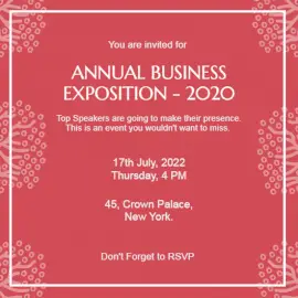 Online Editable Annual Business Exposition 2020 Invitation