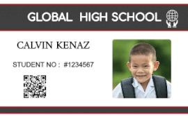 Online Editable White School Student ID Card