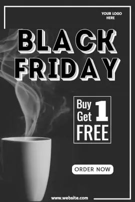 Online Editable Black Friday Coffee Sale Pinterest Graphic