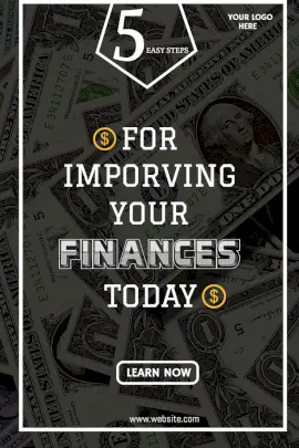 Online Editable Tips on improving Finances Pinterest Graphic