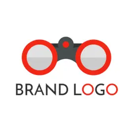 Online Editable Red and Grey Binoculars Logo