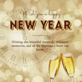 Online Editable New Year Wishes Champagne Glasses Social Media Post