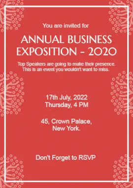Online Editable Annual Business Exposition 2020 Portrait Invitation