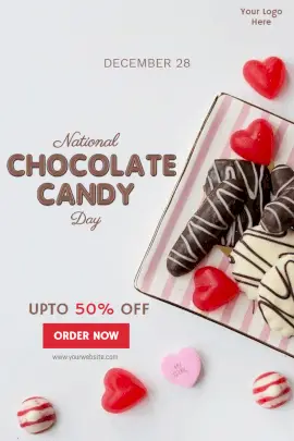 Online Editable National Chocolate Candy Day December 28 Pinterest Graphics