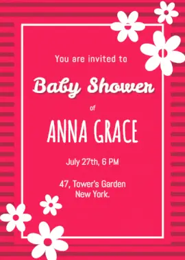 Online Editable Baby Shower Portrait Invitation