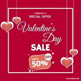 Online Editable Heart Pattern Valentine's Day Special Offer Sale Instagram Post