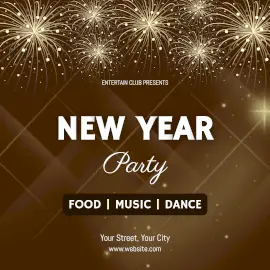 Online Editable Fireworks on New Year Party Instagram Post