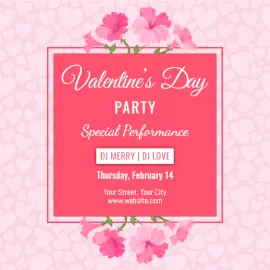 Online Editable Pink Valentine's Day Party Social Media Post