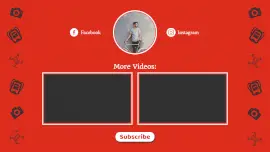 Online Editable Red Background YouTube End Screen