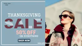 Online Editable Blue Thanksgiving Special Sale YouTube Thumbnail