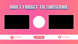 Online Editable Pink Background YouTube End Screen