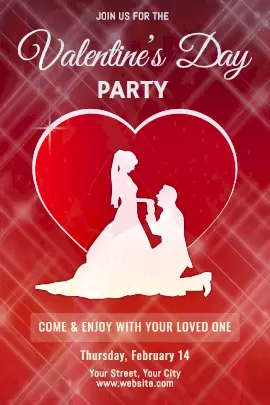 Online Editable Valentine's Day Party with Illustration Tumblr Graphics