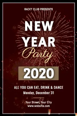 Online Editable Brown New Year Party Invitation Tumblr Graphic