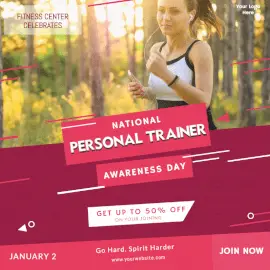 Online Editable National Personal Trainer Awareness Day January 2  Social Media Post