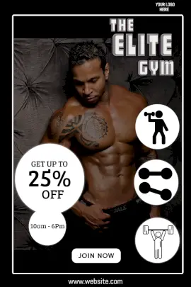 Online Editable Gym Fitness and Training Center Pinterest Graphic