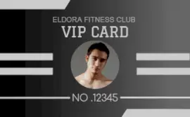 Online Editable Dark Gray Fitness Club VIP ID Card