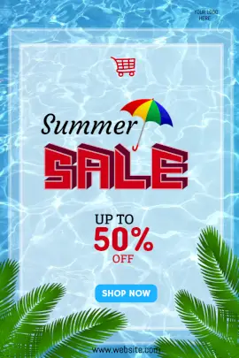 Online Editable Summer Sale Upto 50% Offers Pinterest Graphics