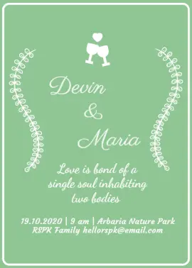 Online Editable Olive Leaf Illustration Wedding Invitation