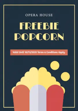 Online Editable Dark Blue and Yellow Freebie Popcorn Coupon