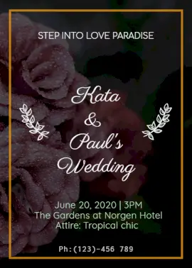 Online Editable Roses BG Love Paradise Wedding Invitation