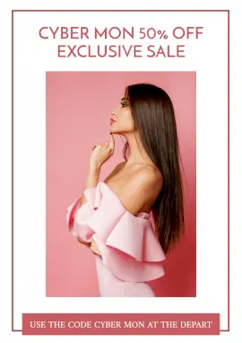 Online Editable White and Pink Cyber Monday Offer Coupon