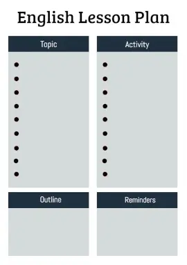 Online Editable English Bulletin Board Planner Lesson Plan