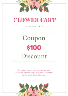 Online Editable Multicolor Flower Gifts Discount Coupon