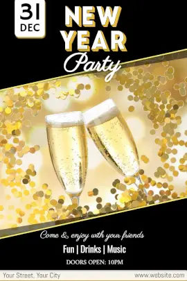 Online Editable New Year Night Party Pinterest Graphic